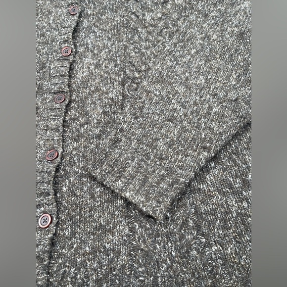 LL Bean Womens Size 2X Cable Knit Wool Blend Cardigan Sweater Speckled Fisherman - Picture 5 of 13